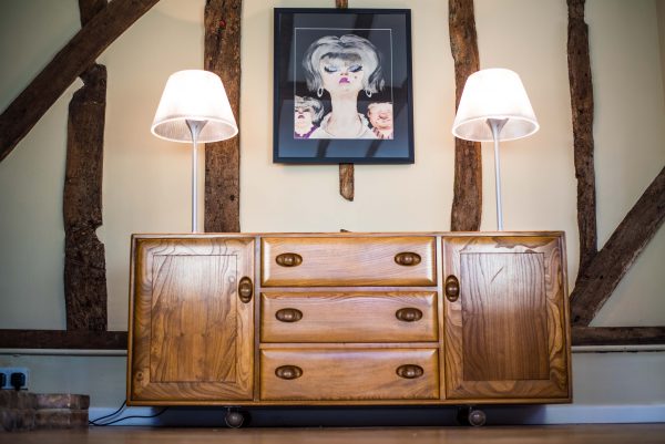 Ercol Blonde Sideboard front lights on