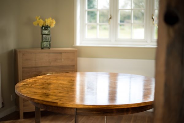 Merrow Associates Round Rosewood & Chromium-Plated Steel Circular Dining Table 2
