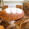 Italian Tan Leather Dining Chairs at table 3