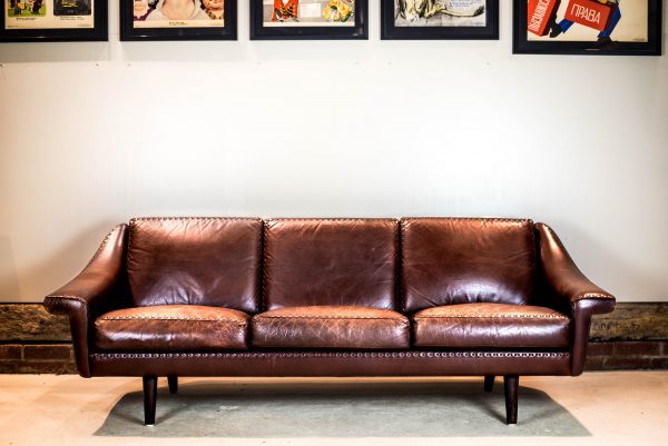 Danish Brown Leather Couch 9