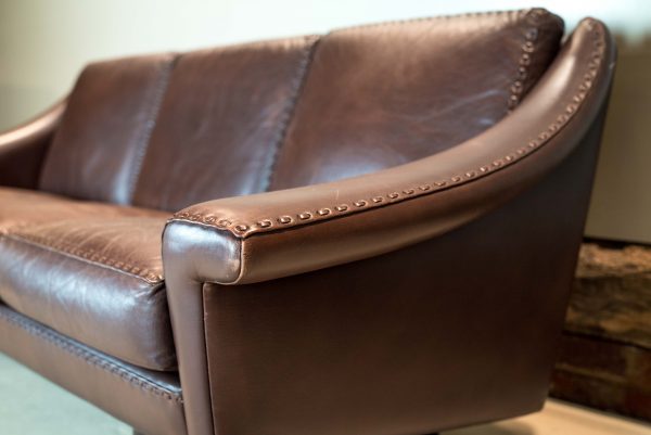Danish Brown Leather Couch 1