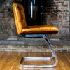 Italian Tan Leather Dining Chairs side full