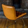Italian Tan Leather Dining Chairs rear side