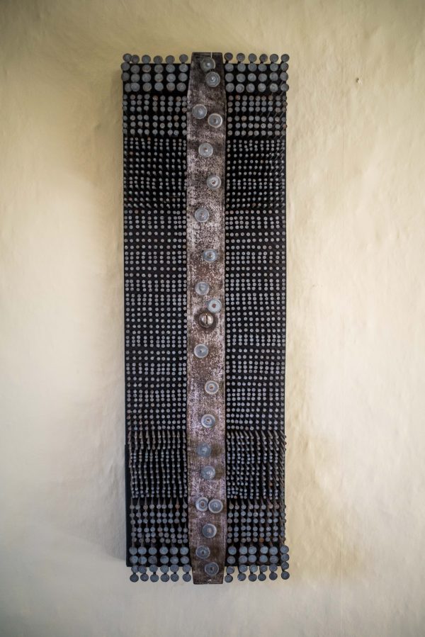 Nail Wall Sculpture 'Car Spring' by David Gerry Partridge full front