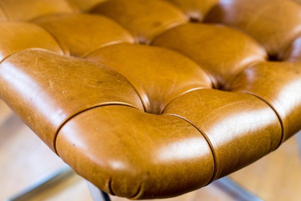 Italian Tan Leather Dining Chairs seat