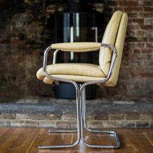 Pieff Chairs: Pieff Cream Leather Carver Dining Chairs 10