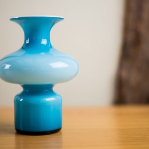 Holmegaard Cased Blue Bulge Glass Vase Carnaby Range Per Lutken 8