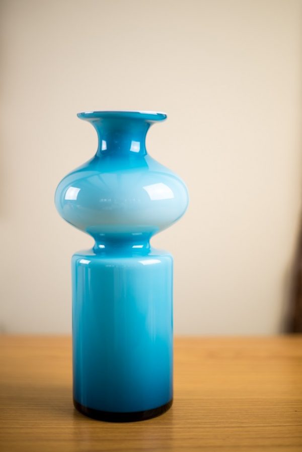 Holmegaard Cased Blue Bulge Glass Vase Carnaby Range Per Lutken 3