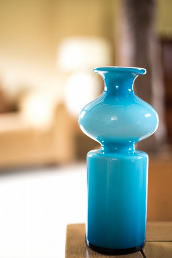Holmegaard Cased Blue Bulge Glass Vase Carnaby Range Per Lutken 2